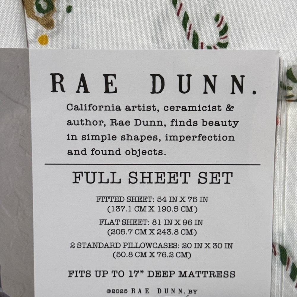NWT Rae Dunn Holiday Print Full Sheet Set - White and Green CANDYLAND - Picture 3 of 4